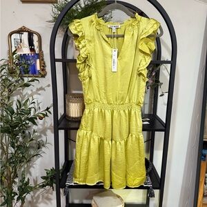 Steve Madden Yellow Mini Dress with Flared Hem size small